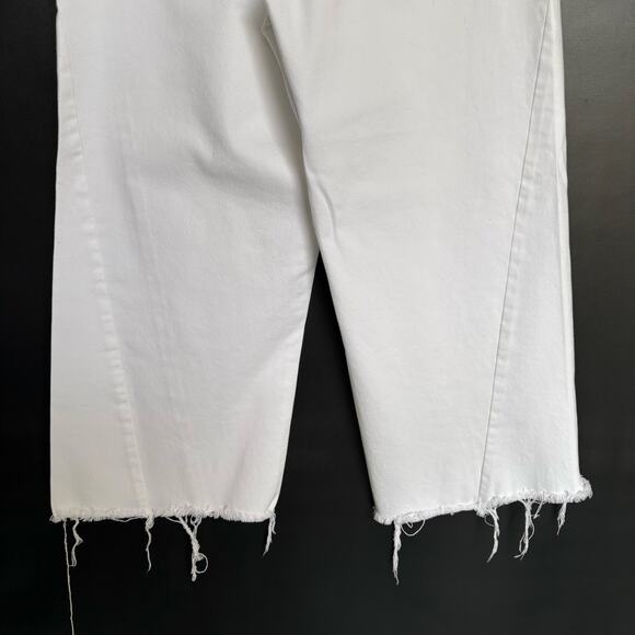 Frayed Jeans - white cropped raw edge jeans - Size 27 - Picture 7 of 9